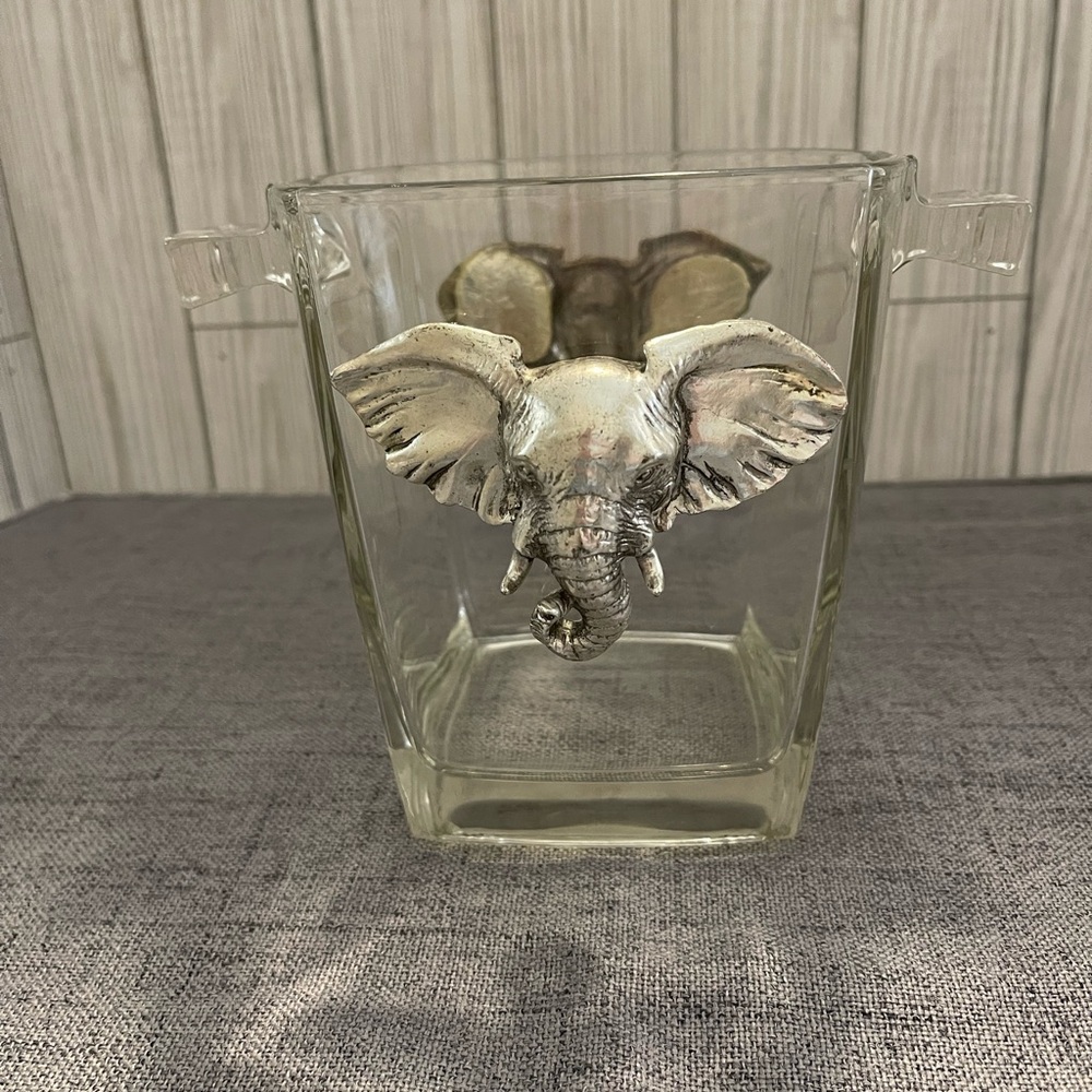 Silver Elephant Glass Ice Bucket